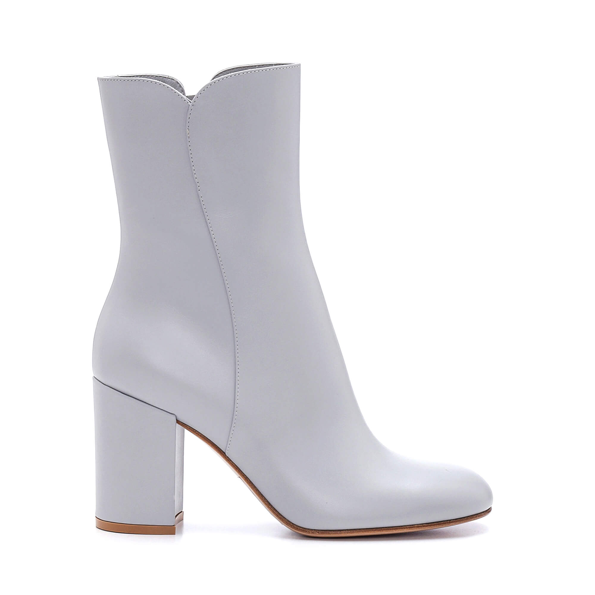 Gianvito Rossi - Grey Leather Adelle 85 Ankle Boots 